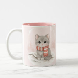 Caneca De Café Em Dois Tons Personalized Cute Kitten Winter Mug