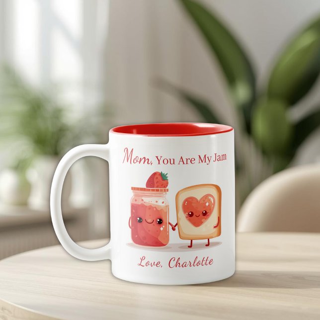 Caneca De Café Em Dois Tons Personalized Cute Strawberry Jam Mothers Day Gift  (Criador carregado)