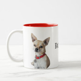 Caneca De Café Em Dois Tons Personalized Dog Photo | Custom Pet Name 