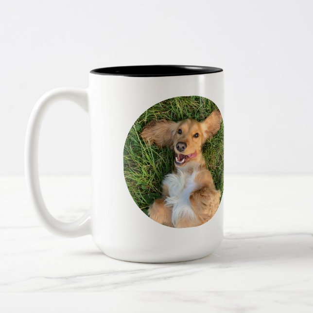 Caneca De Café Em Dois Tons Personalized Dog Photo with Text | Custom Gift (Esquerda)