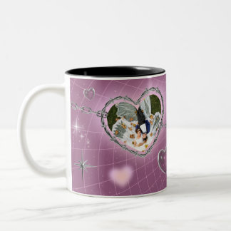 Caneca De Café Em Dois Tons Personalized Double Heart Couple Photo