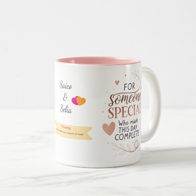 Caneca De Café Em Dois Tons Personalized Elegant Mug Custom Romantic Gift (Frente Esquerda)