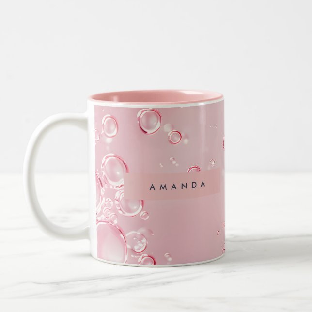 Caneca De Café Em Dois Tons Personalized Elegant Pink Bubble Aesthetic (Esquerda)