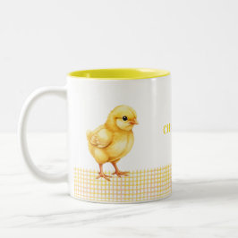 Caneca De Café Em Dois Tons Personalized Farm Animal Mug – Cute Chick Design