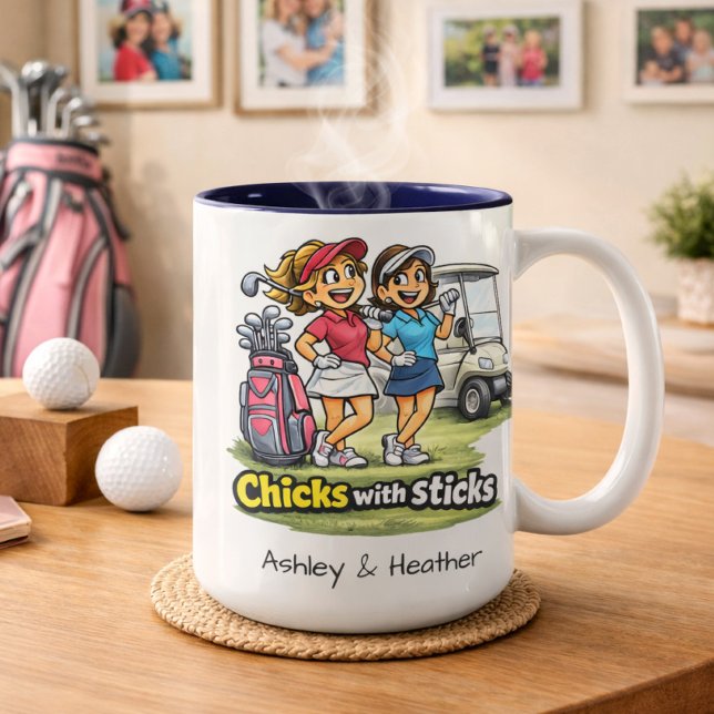 Caneca De Café Em Dois Tons Personalized Funny Golf Buddies BFF Mug (Criador carregado)
