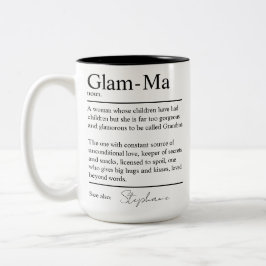 Caneca De Café Em Dois Tons Personalized Glam-Ma Dictionary Definition Grandma