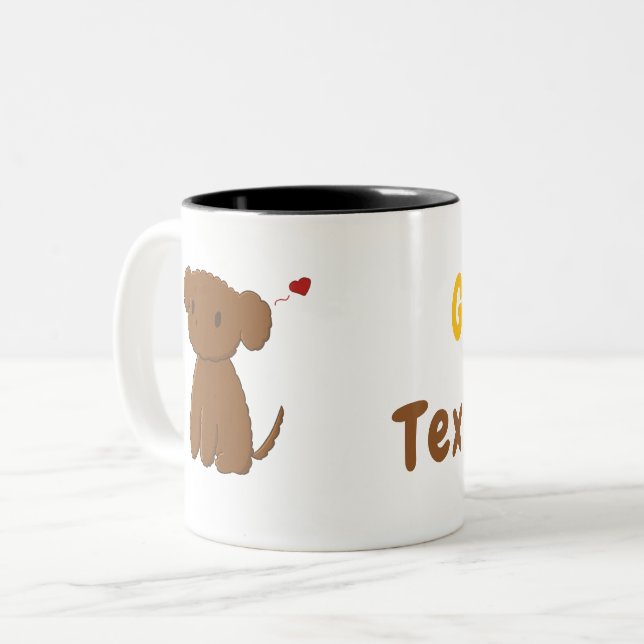 Caneca De Café Em Dois Tons Personalized Golden Doodle Dog (Frente Esquerda)