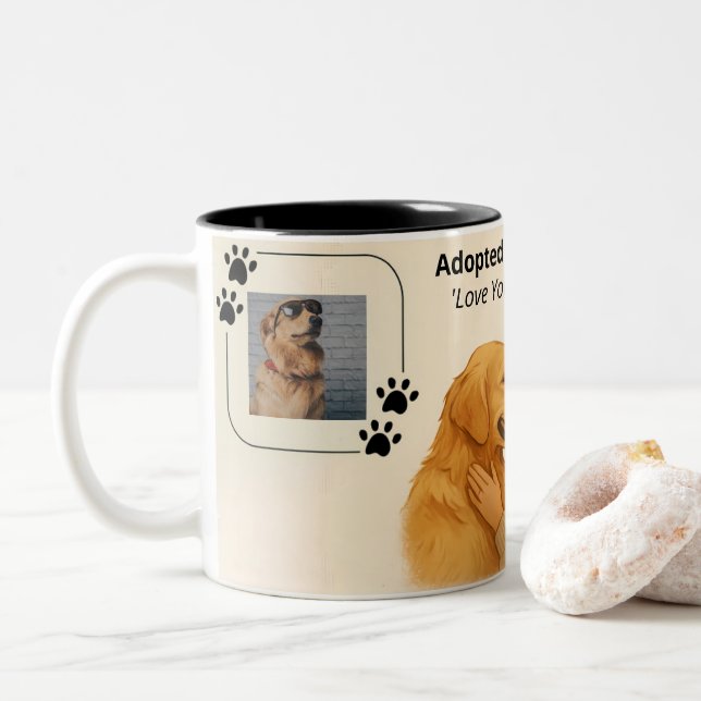 Caneca De Café Em Dois Tons Personalized Golden Retriever Mom Mug – Custom (Com Donut)