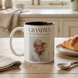 Caneca De Café Em Dois Tons Personalized Grandma Photo | World’s Best Grandma
