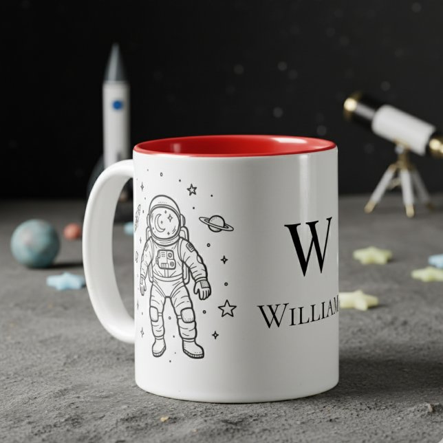 Caneca De Café Em Dois Tons Personalized Kids Astronaut (Criador carregado)