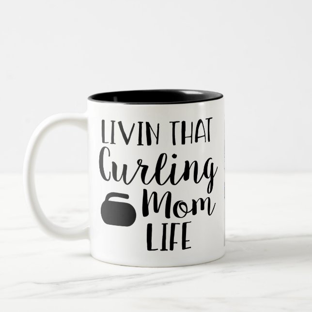 Caneca De Café Em Dois Tons Personalized Living that Curling Mom Life Photo  (Esquerda)