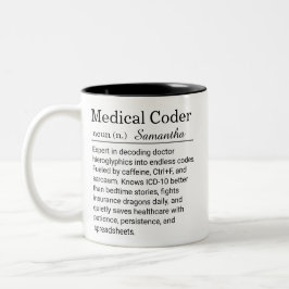 Caneca De Café Em Dois Tons Personalized Medical Coder Funny Definition 