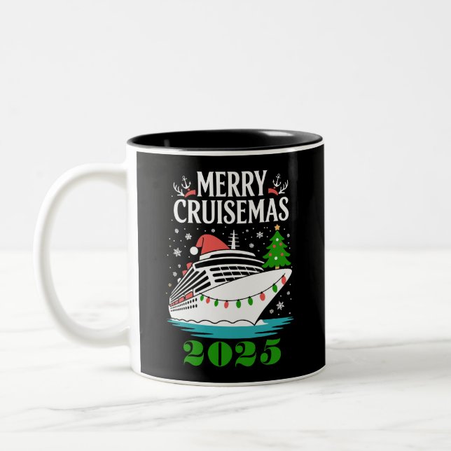 Caneca De Café Em Dois Tons Personalized Merry Cruisemas Cruise Ship Family  (Esquerda)