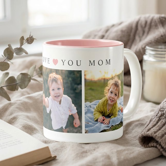 Caneca De Café Em Dois Tons Personalized Mom Love You (Criador carregado)