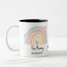 Caneca De Café Em Dois Tons Personalized Mum's Rainbow & Floral Name Mug
