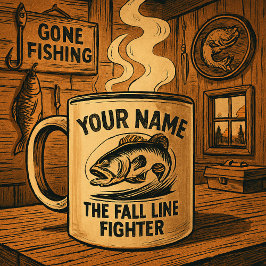 Caneca De Café Em Dois Tons Personalized Name Fall Line Bass