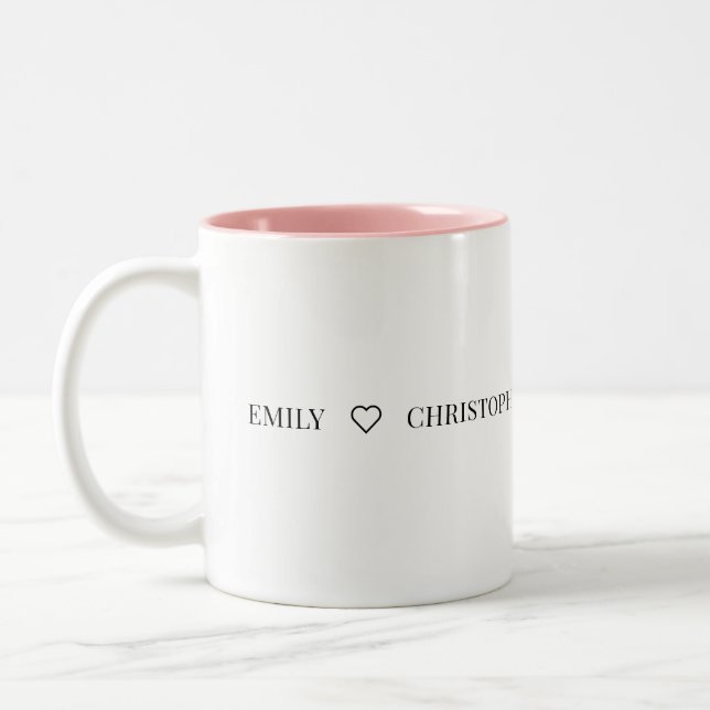 Caneca De Café Em Dois Tons Personalized Name Two-Tone Mug – Minimal Valentine (Esquerda)