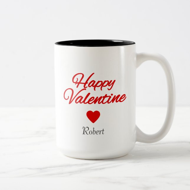 Caneca De Café Em Dois Tons Personalized name Valentine's day  (Direita)