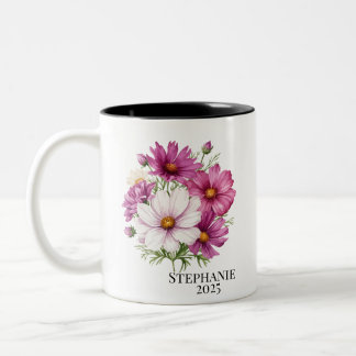 Caneca De Café Em Dois Tons Personalized October Cosmos Birth Flower Mugs
