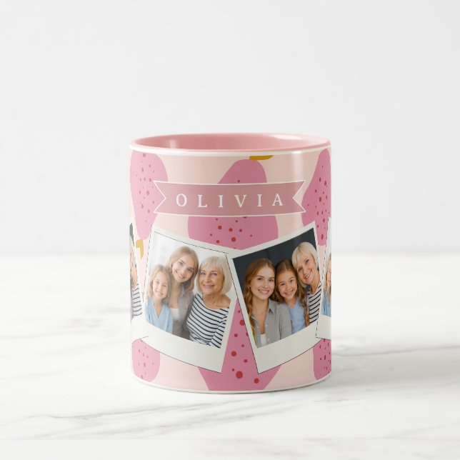 Caneca De Café Em Dois Tons Personalized Pink Pear Pattern Cute Girly Fruit (Centro)