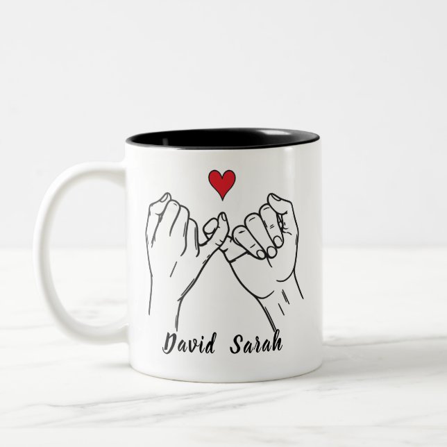 Caneca De Café Em Dois Tons Personalized Pinky Promise Mug Valentine’s Day (Esquerda)