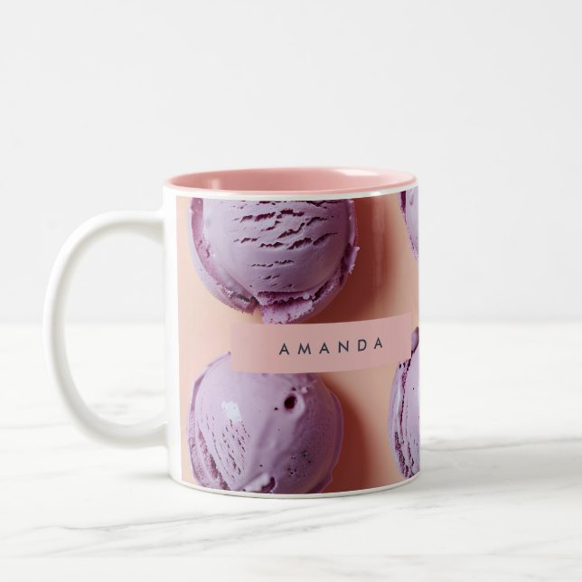 Caneca De Café Em Dois Tons Personalized Purple Ice Cream Scoop  (Esquerda)