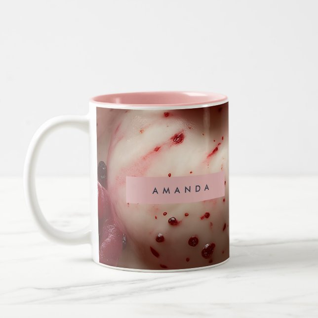 Caneca De Café Em Dois Tons Personalized Raspberry Swirl Gelato Design (Esquerda)