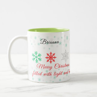 Caneca De Café Em Dois Tons Personalized Snowflake Christmas