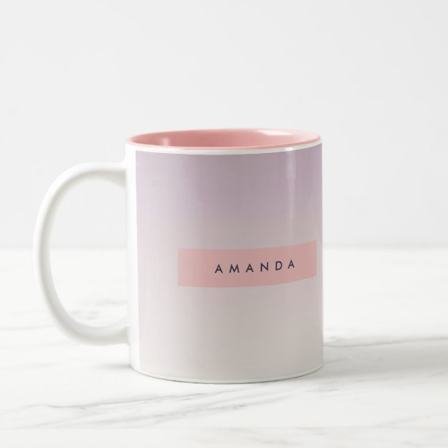 Caneca De Café Em Dois Tons Personalized Soft Pastel Lavender Gradient (Esquerda)