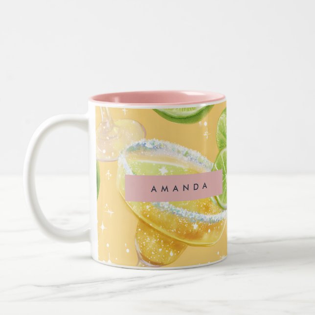 Caneca De Café Em Dois Tons Personalized Sparkle Margarita & Lime (Esquerda)