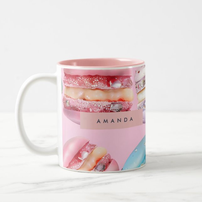 Caneca De Café Em Dois Tons Personalized Sparkling Pastel Macaron Bliss (Esquerda)