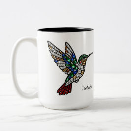 Caneca De Café Em Dois Tons Personalized Stained Glass Hummingbird Mug