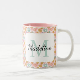 Caneca De Café Em Dois Tons Personalized Tea Lover & Baker Monogram Name Mug