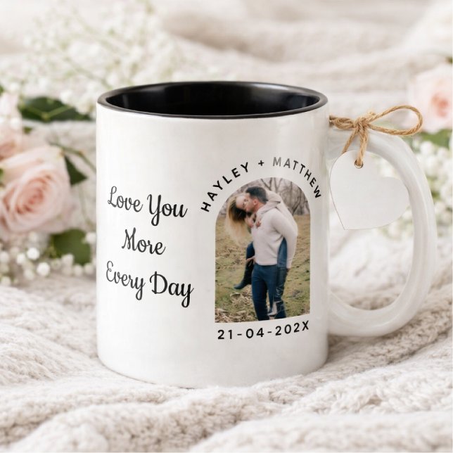 Caneca De Café Em Dois Tons Personalized Valentine Photo Mug (Criador carregado)