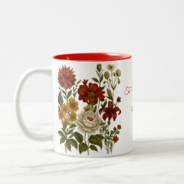 Caneca De Café Em Dois Tons Personalized Vintage Floral Mug, Custom Name Gift