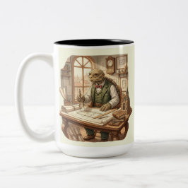 Caneca De Café Em Dois Tons Personalized Wise Turtle Architect Vintage Waterco