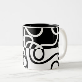 Caneca De Café Em Dois Tons Persuasão linear I: Abstrato preto e branco