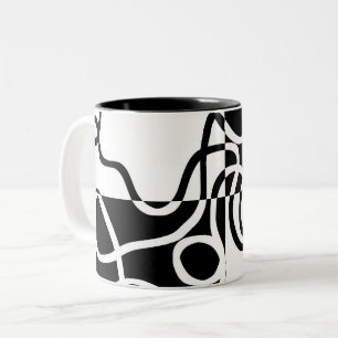 Caneca De Café Em Dois Tons Persuasão linear II: Abstrato preto e branco