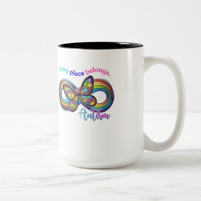 Caneca De Café Em Dois Tons Pertencendo a cada chip - Autism Quebra-cabeça Mug (Direita)