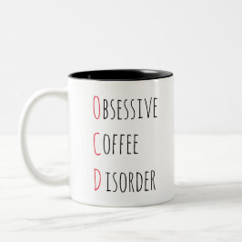 Caneca De Café Em Dois Tons PERTURBAÇÃO DO CAFÉ OBSESSIVO OCD / cotação do caf