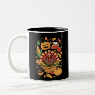 Caneca De Café Em Dois Tons Peru de Ação de Graças Torta de Agradecimento Famí