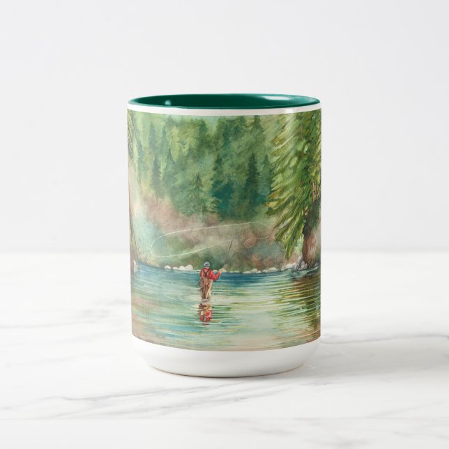 Caneca De Café Em Dois Tons Pesca com mosca (Centro)