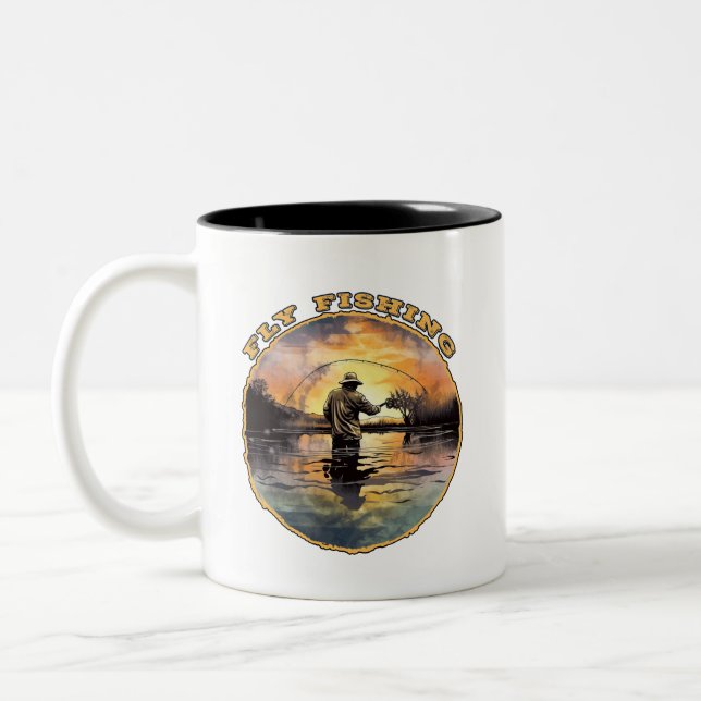 Caneca De Café Em Dois Tons Pesca com mosca (Esquerda)