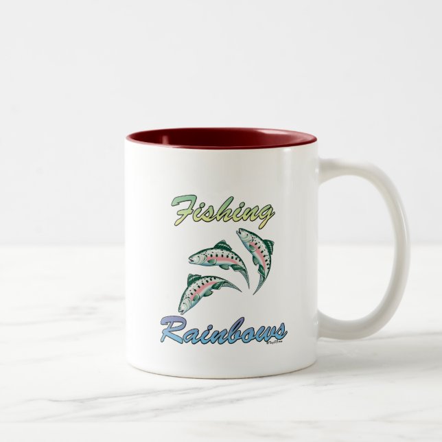 Caneca De Café Em Dois Tons Pesca De Arcos-Arco Pescar Truta Arco-Íris (Direita)