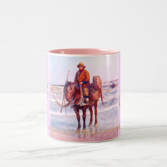 CANECA DE CAFÉ EM DOIS TONS "PESCA DE CAMARÕES NO HORSEBACK" (Centro)