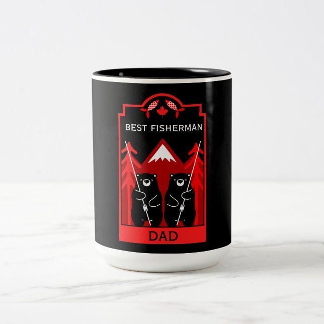 Caneca De Café Em Dois Tons Pesca Editável Canadiana (Centro)