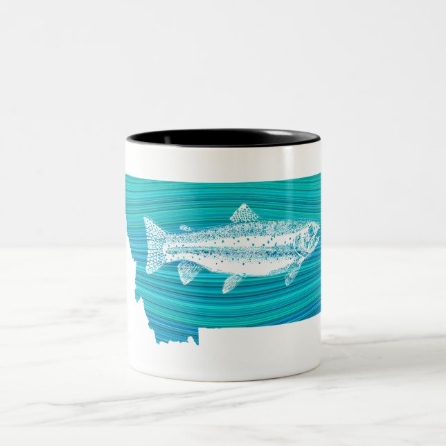 Caneca De Café Em Dois Tons Pesca em Montana Wave (Centro)