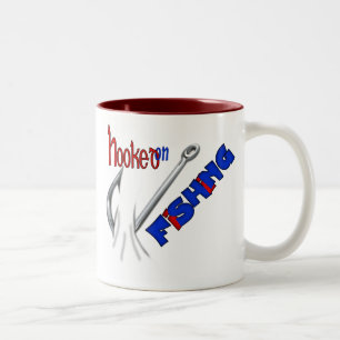 Caneca De Café Em Dois Tons Pesca engraçada enganchada na pesca