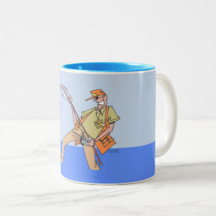Caneca De Café Em Dois Tons Pescador azul mão esquerda, caneca de dois tons