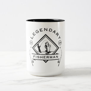 Caneca De Café Em Dois Tons Pescador Lendário Estabelecido 2024